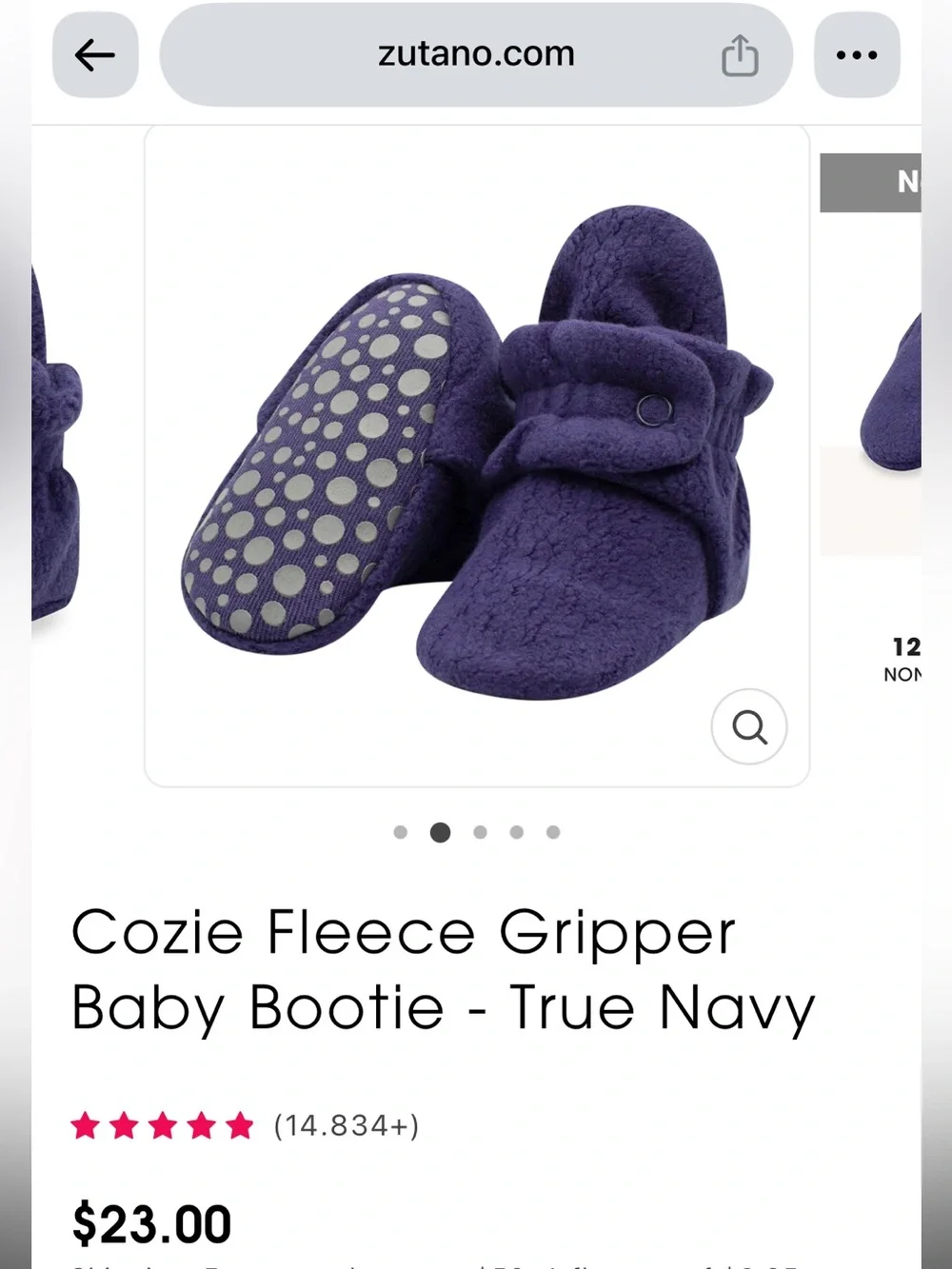 Zutano Cozie Fleece Gripper Baby Bootie - True Navy